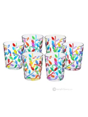 LAURUS Set of 6 authentic hand-painted liqueur glasses in premium quality glass.