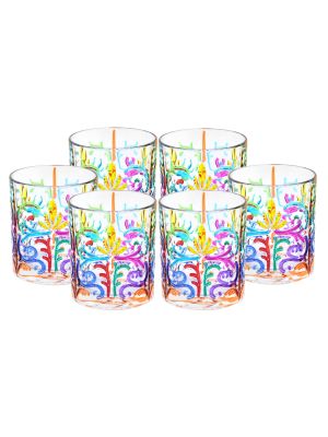 TATTOO Set of 6 authentic modern hand painted glasses in premium quality glass.