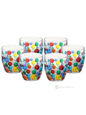 LISBOA Set of 6 hand-painted crystal glasses, authentic modern design.