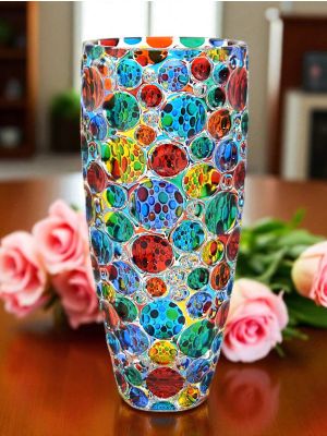 LISBOA Authentic Hand Painted Modern Decorative Crystal Vase.