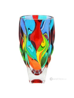 BAMBOO Authentic Hand Painted Modern Decorative Crystal Vase.