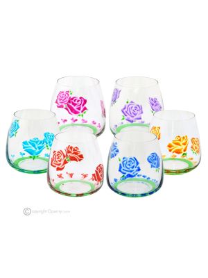 ALIZEE Set of 6 Authentic Modern Hand Painted Glasses in Premium Quality Glass.