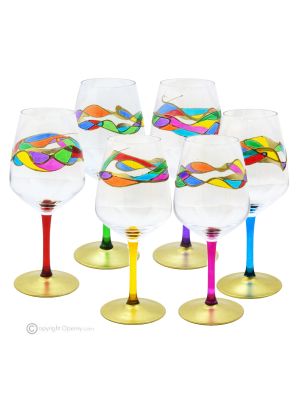 JULIETTE Set of 6 authentic hand-painted stemmed glasses in superior quality glass.