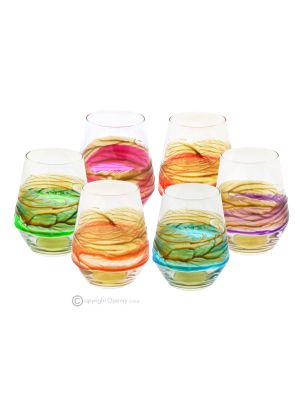 JULIETTE Set of 6 authentic modern hand painted glasses in premium quality glass.
