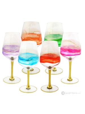JULIETTE Set of 6 authentic hand-painted stemmed glasses in superior quality glass.