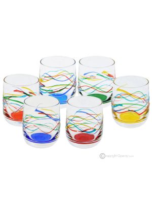 LOTO Set of 6 authentic modern hand painted glasses in premium quality glass.