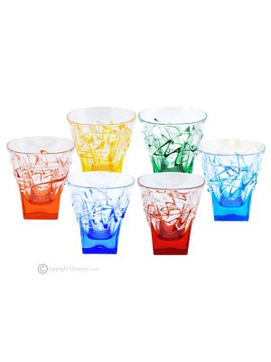 FUSION Set of 6 authentic hand-painted liqueur glasses in premium quality glass.