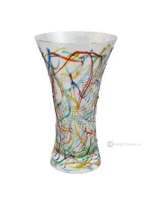 LINEA Authentic modern decorative crystal hand painted vase.