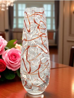 TRAVIATA Authentic hand painted vase modern decorative in superior quality glass.