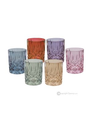 NOBILE Set of 6 authentic modern hand-painted water glasses in superior quality glass.