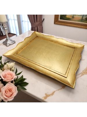 VASSOIO SAGOMATO Wooden tray with gold-leaf decorated hand painted Florence authentic Made in Italy