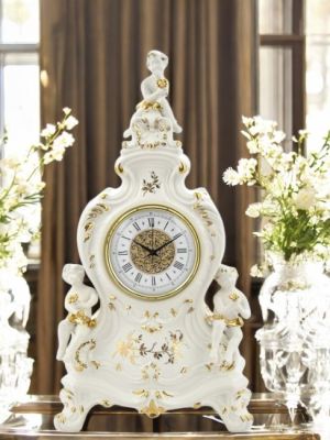 Table clock ceramic - Accent décor - Cherub figurines baroque