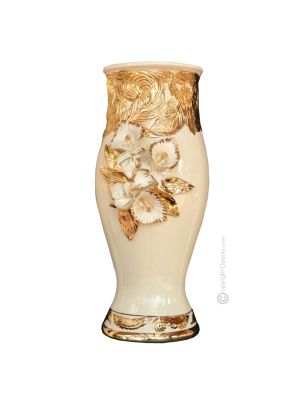 Flowers vase ceramic - Home style - Imperial calla bas-relief