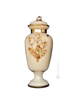 Vase ceramic art - Home style - Trophy with lid tulip sculpture