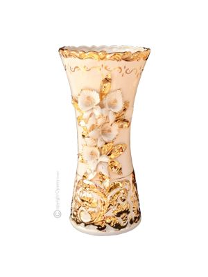 Handmade ceramic vase - Decor art - Golden calla bouquet