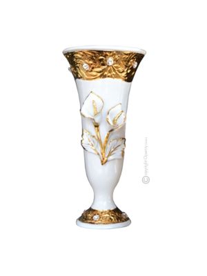 Handmade ceramic vase - Home decò - Golden chalice and Swarowski