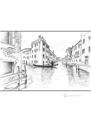 FONDAMENTA ZEN - VENICE Drawing with pencil on paper modern Made in Italy 