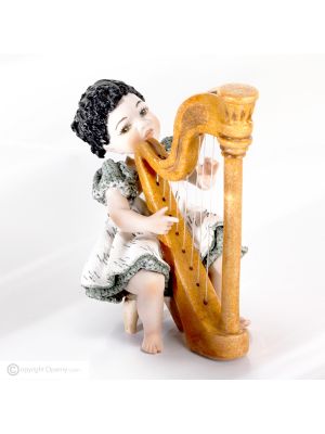 HENRIETTE Musician with harp, Capodimonte porcelain statuette, pure Italian art.