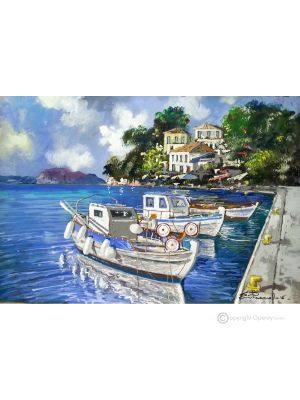 THE MARINA Acrylic painting on canvas modern Made in Italy 