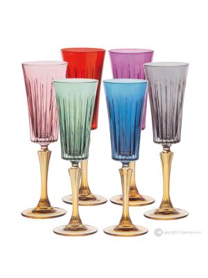 DOMINA Set of 6 authentic hand-painted flute glasses in superior quality glass.
