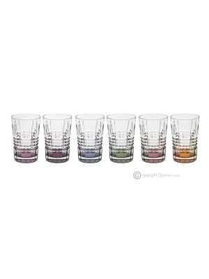 MEETING Set of 6 authentic modern hand painted drink glasses in premium quality glass.