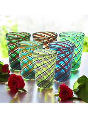 ACQUA CANNE Set 6 Tumbler Trinkgläser aus Muranoglas Made in Italy