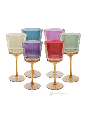 MADDY Set of 6 authentic hand painted stemmed wine glasses made of premium quality glass.