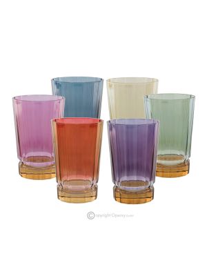 MADDY Set of 6 authentic modern hand painted drink glasses in premium quality glass.