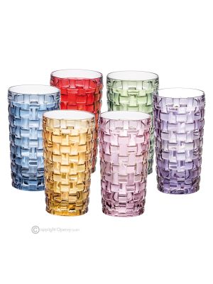 MANHATTAN Set of 6 authentic modern hand painted drink glasses in premium quality glass.