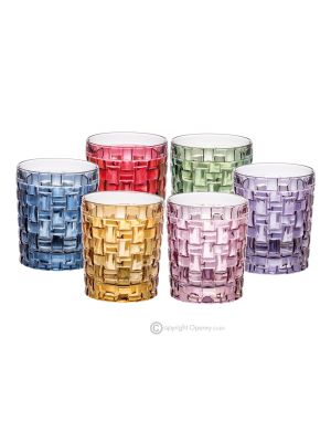 MANHATTAN Set of 6 authentic modern hand painted water glasses in premium quality glass.
