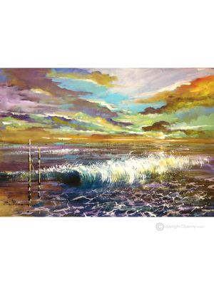 SEA STORM Acrylic painting on canvas modern Made in Italy 