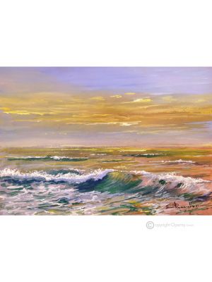 SEA STORM Acrylic painting on canvas modern Made in Italy 