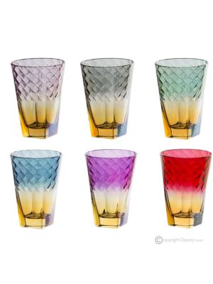 MIDO Set of 6 authentic modern hand painted drink glasses in premium quality glass.