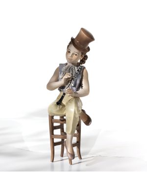MIRO - Porcelain dolls musician with clarinet, timeless beauty.