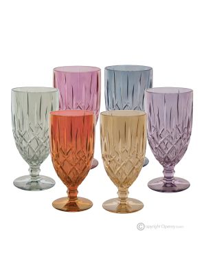NOBILE Set of 6 authentic modern hand-painted drink glasses in superior quality glass.