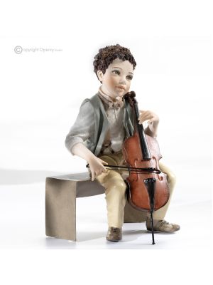 NOTTURNO - Made in Italy: Porcelain dolls, musician with double bass.