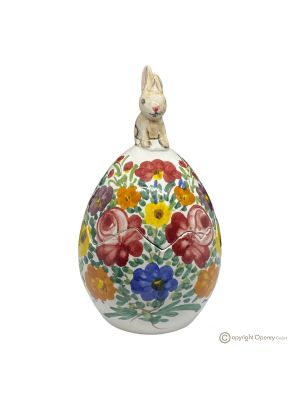 EGG in authentic artistic ceramic by Castelli, hand made and painted, true made in Italy.