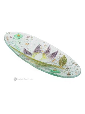 NINFEA – Centerpiece, tray, serving dish handmade artistic glass floral design