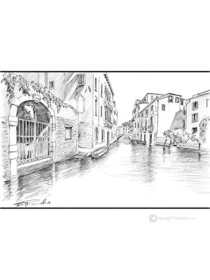 RIO SAN GIOVANNI LATERANO - VENICE Drawing with pencil on paper modern Made in Italy 
