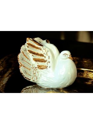 DOVE handmade ceramic table ornament Baroque style artistic with 24k gold details Made in Italy