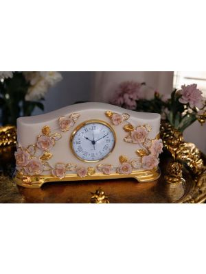 Table clock ceramic - Interior décor - Climbing roses relief