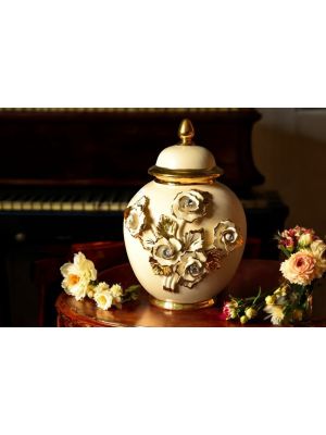 Vase ceramic art - Accent décor - Lid jar bouquet sculpture