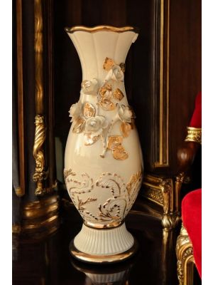 Vase ceramic art - Tabletop décor - Bas-relief craftsmanship 