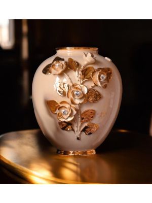 Vase ceramic art - Table decoration - Globe Swarovski accents