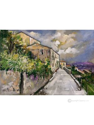 SANTA CROCE DEL SANNIO Acrylic painting on canvas modern Made in Italy 