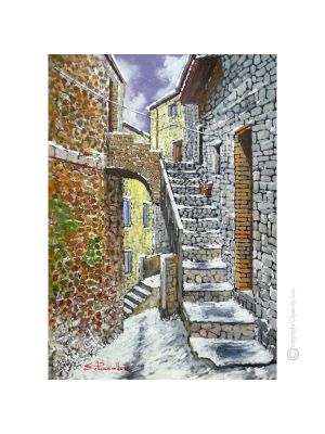 GLIMPSE OF MONTECCHIO Acrylic painting on canvas modern Made in Italy 