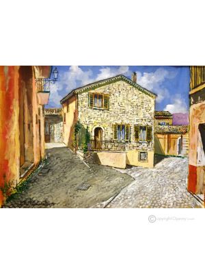 GLIMPSE OF FORENZA Acrylic painting on canvas modern Made in Italy 