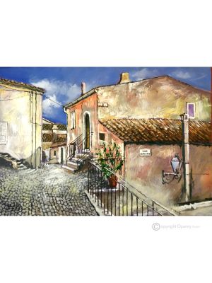 GLIMPSE OF FORENZA Acrylic painting on canvas modern Made in Italy 