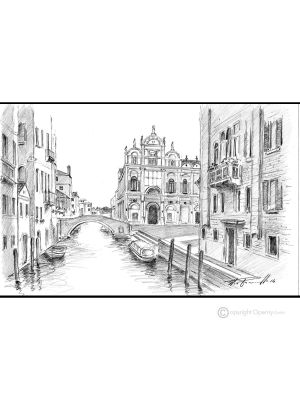 SCUOLA GRANDI S.MARCO - VENICE Drawing with pencil on paper modern Made in Italy 