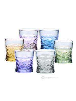 SOUND Set of 6 authentic modern hand painted water glasses in premium quality glass.